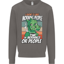 Dinosaur I Don't Like Morning People Funny Mens Sweatshirt Jumper Charcoal