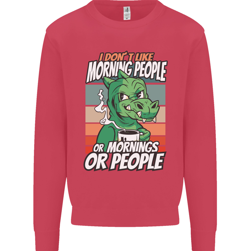 Dinosaur I Don't Like Morning People Funny Mens Sweatshirt Jumper Heliconia
