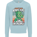 Dinosaur I Don't Like Morning People Funny Mens Sweatshirt Jumper Light Blue