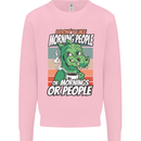 Dinosaur I Don't Like Morning People Funny Mens Sweatshirt Jumper Light Pink