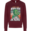 Dinosaur I Don't Like Morning People Funny Mens Sweatshirt Jumper Maroon