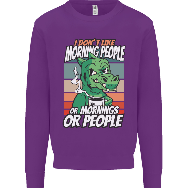 Dinosaur I Don't Like Morning People Funny Mens Sweatshirt Jumper Purple