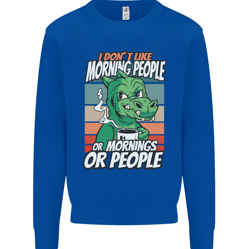 Dinosaur I Don't Like Morning People Funny Mens Sweatshirt Jumper Royal Blue