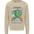 Dinosaur I Don't Like Morning People Funny Mens Sweatshirt Jumper Sand