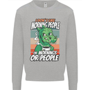 Dinosaur I Don't Like Morning People Funny Mens Sweatshirt Jumper Sports Grey