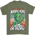 Dinosaur I Don't Like Morning People Funny Mens T-Shirt Cotton Gildan Military Green