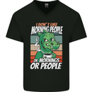 Dinosaur I Don't Like Morning People Funny Mens V-Neck Cotton T-Shirt Black