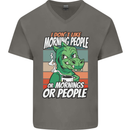 Dinosaur I Don't Like Morning People Funny Mens V-Neck Cotton T-Shirt Charcoal