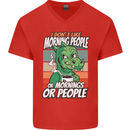 Dinosaur I Don't Like Morning People Funny Mens V-Neck Cotton T-Shirt Red