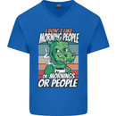 Dinosaur I Don't Like Morning People Funny Mens V-Neck Cotton T-Shirt Royal Blue