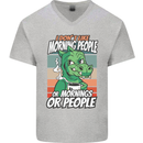 Dinosaur I Don't Like Morning People Funny Mens V-Neck Cotton T-Shirt Sports Grey