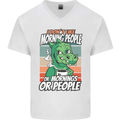 Dinosaur I Don't Like Morning People Funny Mens V-Neck Cotton T-Shirt White