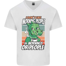 Dinosaur I Don't Like Morning People Funny Mens V-Neck Cotton T-Shirt White