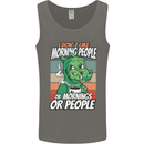 Dinosaur I Don't Like Morning People Funny Mens Vest Tank Top Charcoal