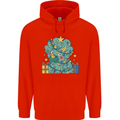 Dinosaur Triceratops Funny Christmas Tree Childrens Kids Hoodie Bright Red