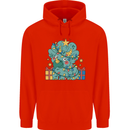 Dinosaur Triceratops Funny Christmas Tree Childrens Kids Hoodie Bright Red