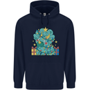 Dinosaur Triceratops Funny Christmas Tree Childrens Kids Hoodie Navy Blue