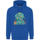 Dinosaur Triceratops Funny Christmas Tree Childrens Kids Hoodie Royal Blue
