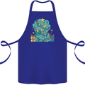 Dinosaur Triceratops Funny Christmas Tree Cotton Apron 100% Organic Royal Blue
