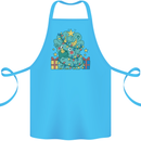Dinosaur Triceratops Funny Christmas Tree Cotton Apron 100% Organic Turquoise