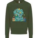 Dinosaur Triceratops Funny Christmas Tree Kids Sweatshirt Jumper Forest Green