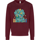 Dinosaur Triceratops Funny Christmas Tree Kids Sweatshirt Jumper Maroon