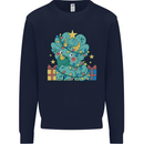 Dinosaur Triceratops Funny Christmas Tree Kids Sweatshirt Jumper Navy Blue