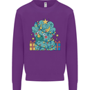 Dinosaur Triceratops Funny Christmas Tree Kids Sweatshirt Jumper Purple