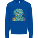 Dinosaur Triceratops Funny Christmas Tree Kids Sweatshirt Jumper Royal Blue