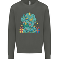 Dinosaur Triceratops Funny Christmas Tree Kids Sweatshirt Jumper Storm Grey