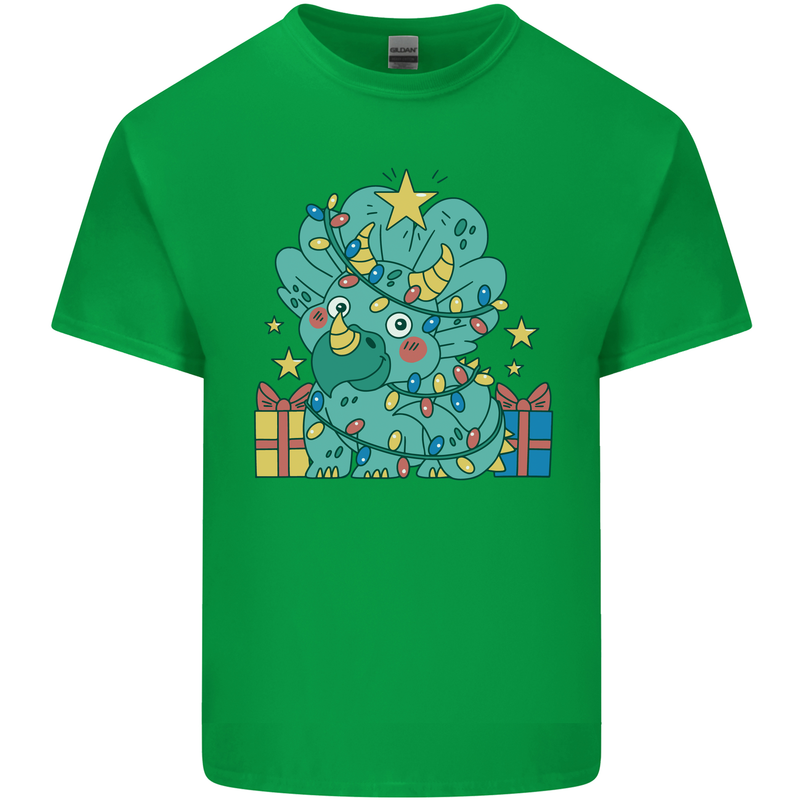 Dinosaur Triceratops Funny Christmas Tree Kids T-Shirt Childrens Irish Green