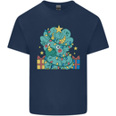 Dinosaur Triceratops Funny Christmas Tree Kids T-Shirt Childrens Navy Blue