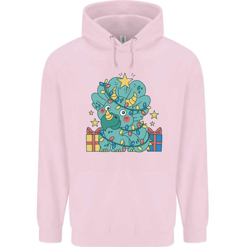 Dinosaur Triceratops Funny Christmas Tree Mens 80% Cotton Hoodie Light Pink