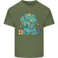 Dinosaur Triceratops Funny Christmas Tree Mens Cotton T-Shirt Tee Top Military Green
