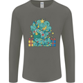 Dinosaur Triceratops Funny Christmas Tree Mens Long Sleeve T-Shirt Charcoal
