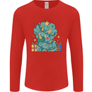 Dinosaur Triceratops Funny Christmas Tree Mens Long Sleeve T-Shirt Red