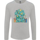 Dinosaur Triceratops Funny Christmas Tree Mens Long Sleeve T-Shirt Sports Grey