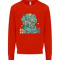 Dinosaur Triceratops Funny Christmas Tree Mens Sweatshirt Jumper Bright Red