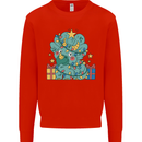 Dinosaur Triceratops Funny Christmas Tree Mens Sweatshirt Jumper Bright Red