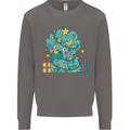 Dinosaur Triceratops Funny Christmas Tree Mens Sweatshirt Jumper Charcoal