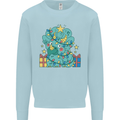 Dinosaur Triceratops Funny Christmas Tree Mens Sweatshirt Jumper Light Blue