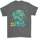 Dinosaur Triceratops Funny Christmas Tree Mens T-Shirt 100% Cotton Charcoal