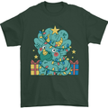 Dinosaur Triceratops Funny Christmas Tree Mens T-Shirt 100% Cotton Forest Green