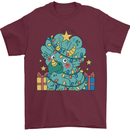 Dinosaur Triceratops Funny Christmas Tree Mens T-Shirt 100% Cotton Maroon