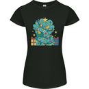 Dinosaur Triceratops Funny Christmas Tree Womens Petite Cut T-Shirt Black