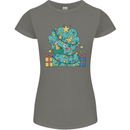 Dinosaur Triceratops Funny Christmas Tree Womens Petite Cut T-Shirt Charcoal