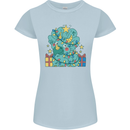 Dinosaur Triceratops Funny Christmas Tree Womens Petite Cut T-Shirt Light Blue