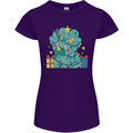 Dinosaur Triceratops Funny Christmas Tree Womens Petite Cut T-Shirt Purple