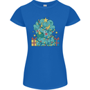 Dinosaur Triceratops Funny Christmas Tree Womens Petite Cut T-Shirt Royal Blue