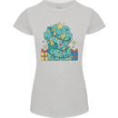 Dinosaur Triceratops Funny Christmas Tree Womens Petite Cut T-Shirt Sports Grey